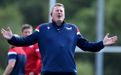 050819 - Scarlets Rugby Training - Glenn Delaney during training