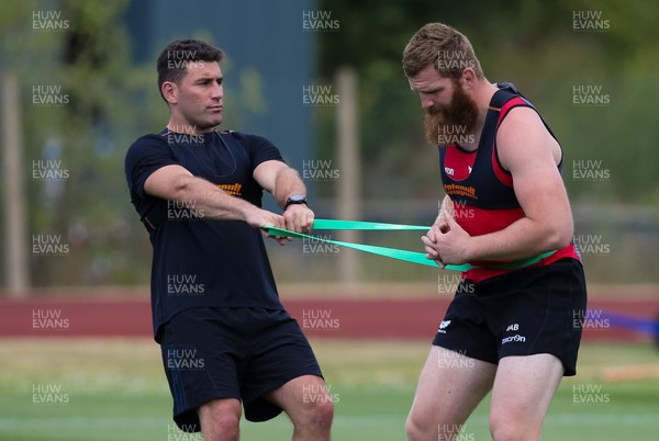 100718 - Scarlets Pre Season Training - Scarlets Keiron Fonotia and Jake Ball during a training session ahead of the start of the new season