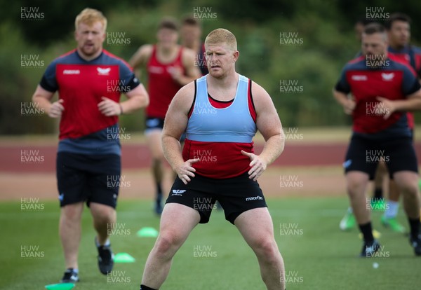 100718 - Scarlets Pre Season Training - Scarlets Dylan Evans during a training session ahead of the start of the new season