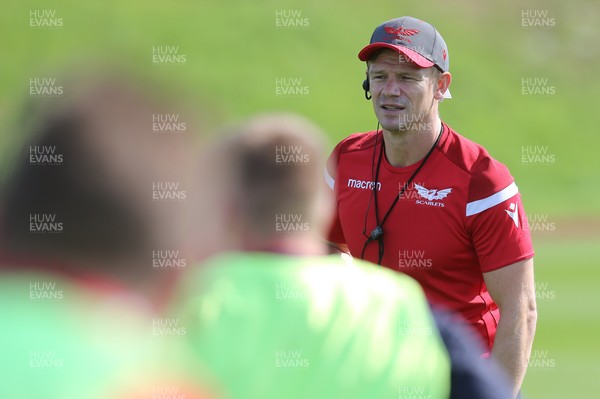 240821 - Scarlets Training session - Scarlets head coach Dwayne Peel during training session