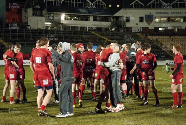 200213 - Scarlets v Cardiff Blues South - Age Grade Final -  The Scarlets celebrate