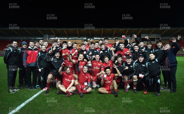 060218 - Scarlets Under 18s v Blues North Under 18s - Scarlets celebrate with the trophy