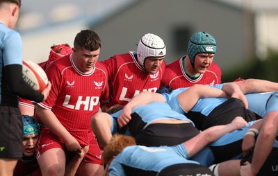 160225  Scarlets U18s v Cardiff U18s, WRU Regional Age Grade Semi Final - Teifi Thomas of Scarlets, Jake Bowen of Scarlets and Wil Davies of Scarlets