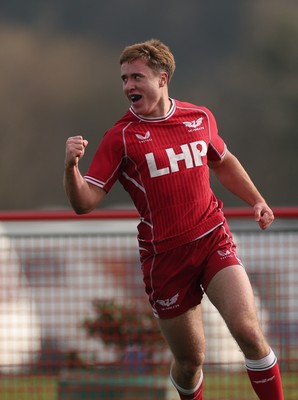 160225  Scarlets U18s v Cardiff U18s, WRU Regional Age Grade Semi Final - Thomas Williams of Scarlets celebrates after he races in to score try