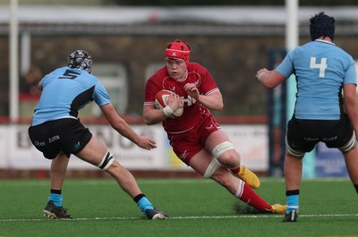 160225  Scarlets U18s v Cardiff U18s, WRU Regional Age Grade Semi Final - Osian Williams of Scarlets takes on Gabe Williams of Cardiff Rugby