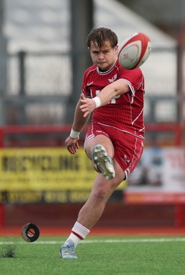 160225  Scarlets U18s v Cardiff U18s, WRU Regional Age Grade Semi Final - Carwyn Jones of Scarlets kicks conversion