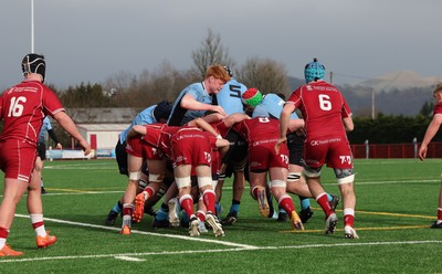 160225  Scarlets U18s v Cardiff U18s, WRU Regional Age Grade Semi Final - Cardiff drive for the line to score try