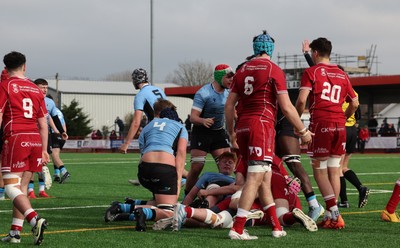 160225  Scarlets U18s v Cardiff U18s, WRU Regional Age Grade Semi Final - Cardiff drive for the line to score try