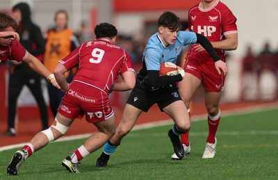 160225  Scarlets U18s v Cardiff U18s, WRU Regional Age Grade Semi Final - Joe Fernandez of Cardiff Rugby looks to attack