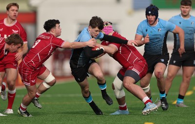 160225  Scarlets U18s v Cardiff U18s, WRU Regional Age Grade Semi Final - Joe Fernandez of Cardiff Rugby looks to attack