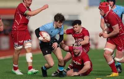 160225  Scarlets U18s v Cardiff U18s, WRU Regional Age Grade Semi Final - Joe Fernandez of Cardiff Rugby looks to attack