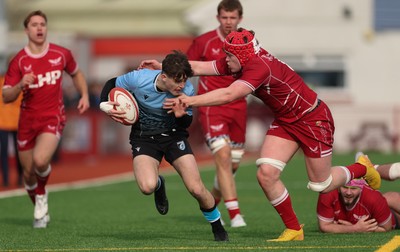 160225  Scarlets U18s v Cardiff U18s, WRU Regional Age Grade Semi Final - Joe Fernandez of Cardiff Rugby looks to attack