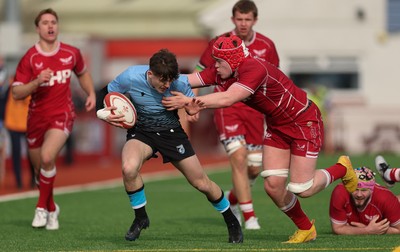 160225  Scarlets U18s v Cardiff U18s, WRU Regional Age Grade Semi Final - Joe Fernandez of Cardiff Rugby looks to attack