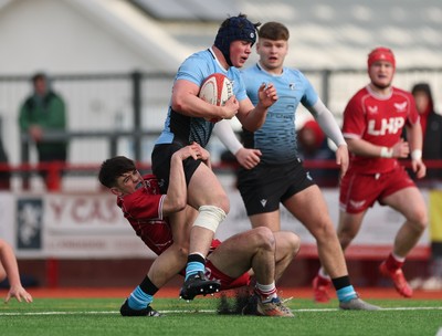 160225  Scarlets U18s v Cardiff U18s, WRU Regional Age Grade Semi Final - Tom Howe of Cardiff Rugby breaks away