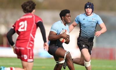 160225  Scarlets U18s v Cardiff U18s, WRU Regional Age Grade Semi Final - Ben Bora of Cardiff Rugby attacks