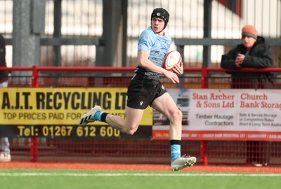 160225  Scarlets U18s v Cardiff U18s, WRU Regional Age Grade Semi Final - Rhys Cummings of Cardiff Rugby races in to score try