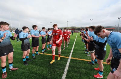 160225  Scarlets U18s v Cardiff U18s, WRU Regional Age Grade Semi Final - Scarlets players are applauded off the pitch at the end of the match