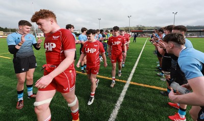 160225  Scarlets U18s v Cardiff U18s, WRU Regional Age Grade Semi Final - Scarlets players are applauded off the pitch at the end of the match