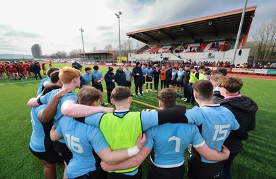 160225  Scarlets U18s v Cardiff U18s, WRU Regional Age Grade Semi Final - Cardiff huddle up at the end of the match