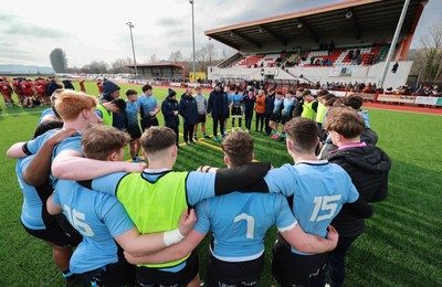 160225  Scarlets U18s v Cardiff U18s, WRU Regional Age Grade Semi Final - Cardiff huddle up at the end of the match