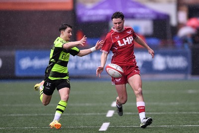 230225 - Scarlets U18s v Dragons U18s - Regional Age-Grade Championship finals - Tomos Lewis of Scarlets U18s kicks the ball