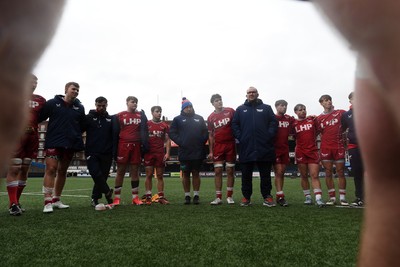 230225 - Scarlets U18s v Dragons U18s - Regional Age-Grade Championship finals - Scarlets huddle