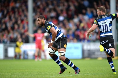 200816 - Scarlets v Bath - Preseason Friendly -Taulupe Faletau and Rhys Priestland of Bath