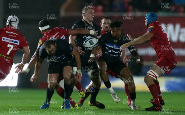 201017 - Scarlets v Bath - European Rugby Champions Cup - Anthony Watson of Bath losses the ball