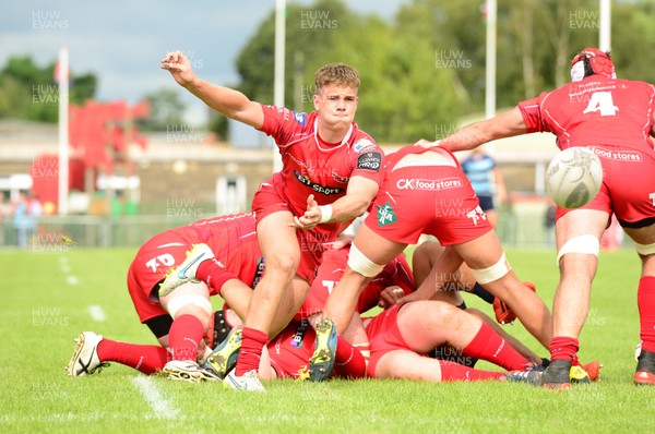 290815 Scarlets v Bedford Pre Season FriendlyKieran Hardy clears from a Scarlets ruck