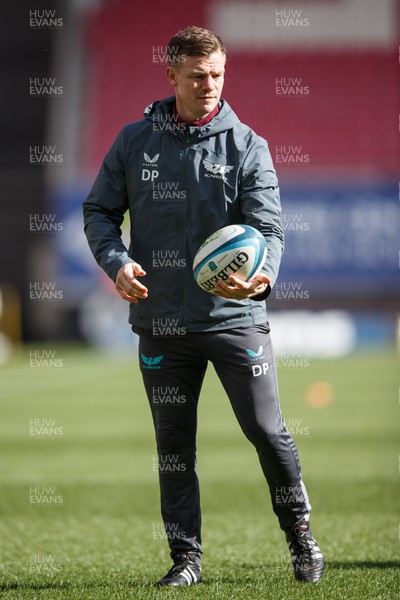 230324 - Scarlets v Benetton - United Rugby Championship - Scarlets head coach Dwayne Peel during the warm up