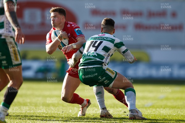 230324 - Scarlets v Benetton - United Rugby Championship - Tomi Lewis of Scarlets looks for a gap