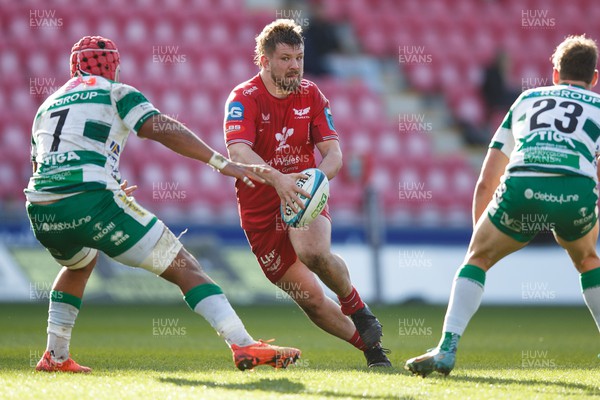 230324 - Scarlets v Benetton - United Rugby Championship - Shaun Evans of Scarlets takes on