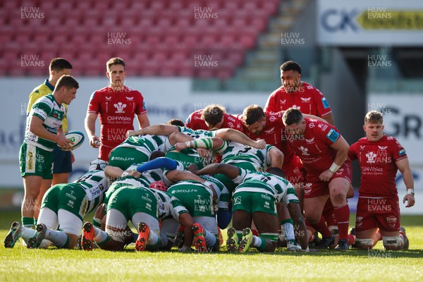 230324 - Scarlets v Benetton - United Rugby Championship - A scrum forms