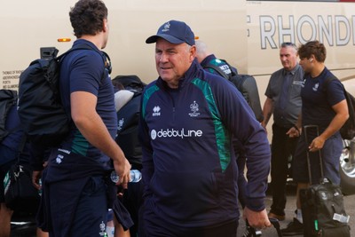 101026 - Scarlets v Benetton Rugby - United Rugby Championship - Benetton head coach Wayne Pivac arrives at Parc y Scarlets