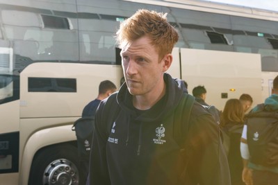 101026 - Scarlets v Benetton Rugby - United Rugby Championship - Benetton assistant coach Rhys Patchell arrives at Parc y Scarlets