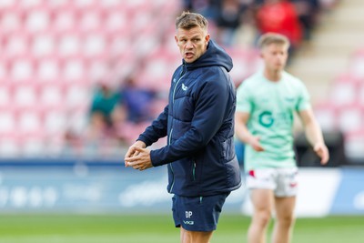 101026 - Scarlets v Benetton Rugby - United Rugby Championship - Scarlets head coach Dwayne Peel during the warm up