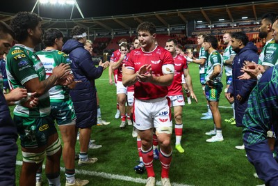 101026 - Scarlets v Benetton Rugby - United Rugby Championship - Fletcher Anderson of Scarlets at the end of the match