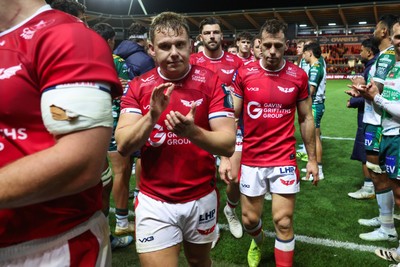 101026 - Scarlets v Benetton Rugby - United Rugby Championship - Sam Costelow of Scarlets at the end of the match