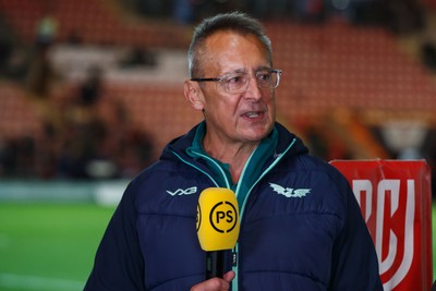 101026 - Scarlets v Benetton Rugby - United Rugby Championship - Scarlets Director of Rugby Nigel Davies speaking to the media at the end of the match
