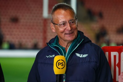101026 - Scarlets v Benetton Rugby - United Rugby Championship - Scarlets Director of Rugby Nigel Davies speaking to the media at the end of the match