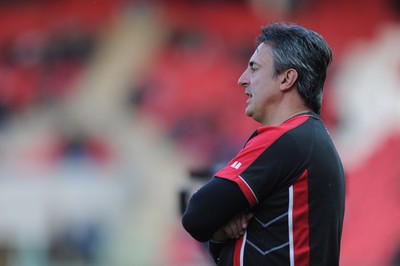 17.04.10 - Scarlets v Cardiff Blues - Magners League - Head Coach Nigel Davies looks on. 