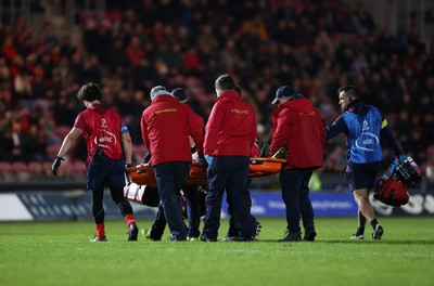 061225 - Scarlets v Bristol Bears - Investec European Champions Cup - Archer Holz of Scarlets leaves the field on a stretcher