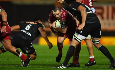 310323 - Scarlets v Brive - European Rugby Challenge Cup - Ken Owens of Scarlets takes on Rodrigo Bruni of Brive