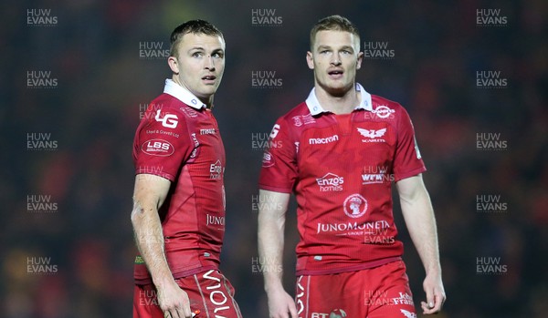 291218 - Scarlets v Cardiff Blues - Guinness PRO14 - Tom Prydie and Johnny McNicholl of Scarlets