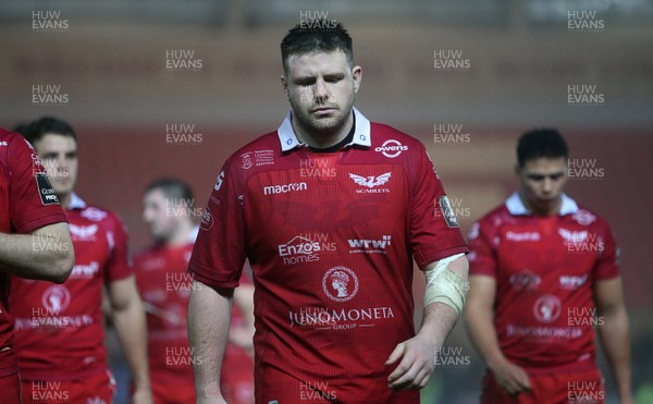291218 - Scarlets v Cardiff Blues - Guinness PRO14 - Dejected Rob Evans of Scarlets at full time