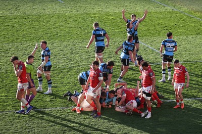 180426 - Scarlets v Cardiff Rugby - United Rugby Championship - Javan Sebastian of Cardiff scores the match winning try in the last seconds of the game
