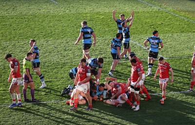 180426 - Scarlets v Cardiff Rugby - United Rugby Championship - Javan Sebastian of Cardiff scores the match winning try in the last seconds of the game