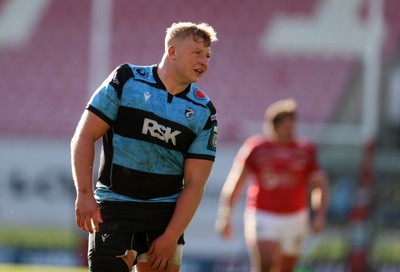 180426 - Scarlets v Cardiff Rugby - United Rugby Championship - Rhys Barratt of Cardiff 