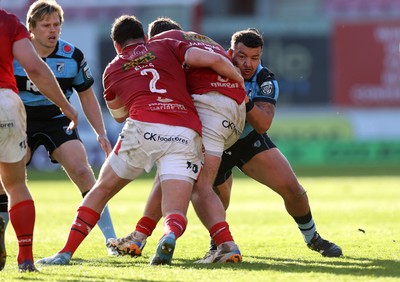 180426 - Scarlets v Cardiff Rugby - United Rugby Championship - Javan Sebastian of Cardiff 