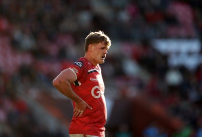 180426 - Scarlets v Cardiff Rugby - United Rugby Championship - Taine Plumtree of Scarlets 